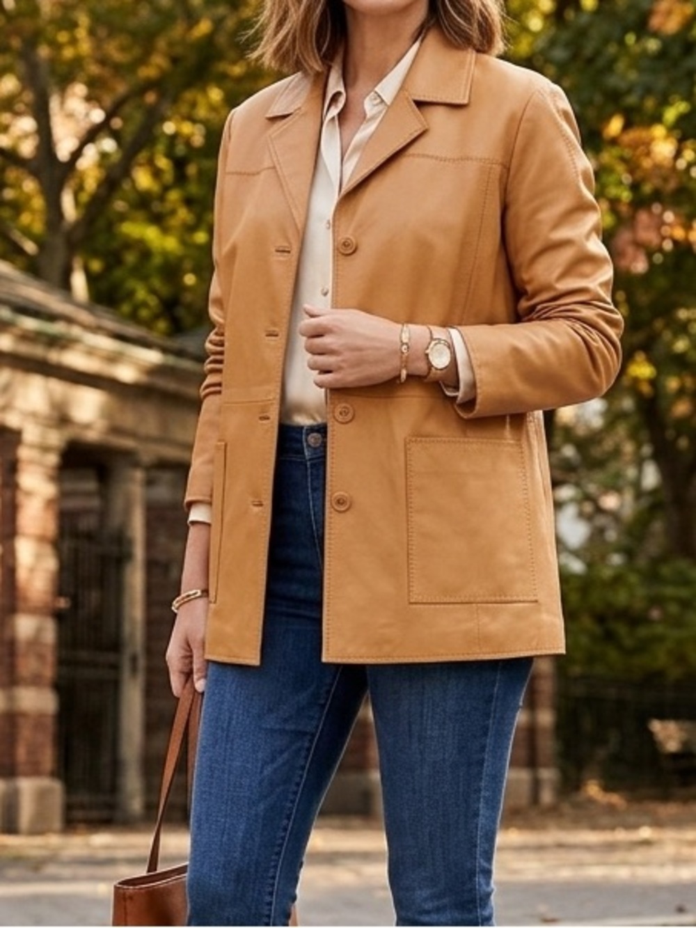 JERRY‎ LEWIS CLASSIC WOMEN’s TAN 90’s LEATHER JACKET SIZE XLARGE.